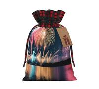 BSKGOHP Fireworks Print Reusable Drawstring Bag Cotton Cloth Gift For Presents Party Favors Retail Samples