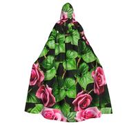 BSKGOHP Floral Rose Ivy With Leaves Spring Print Adult Wizard Hooded Cloaks Robe Cosplay Outfit Are Suitable For The Halloween Carnival