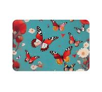 BSKGOHP Hen Flying Butterflies Among Flowers Print Door Mat with Non Slip Backing Indoor Outdoor Welcome Doors Mats
