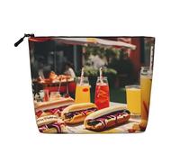 BSKGOHP Hot Dogs And Lemonade Print Travel Makeup Pouch Purse Organizer Convenient Cosmetic Accessories