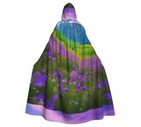 BSKGOHP Nature Purple Flowers Meadow Mountain Scenic Print Adult Wizard Hooded Cloaks Robe Cosplay Outfit Are Suitable For The Halloween Carnival