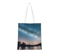 BSKGOHP Night Sky And Trees Print Tote Bag For Women Bag For Beach Travel Work And Grocery Shopping