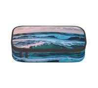 BSKGOHP Ocean Waves Print Pencil Pouch Organizer Adults Pencil Bags With Zipper For Office