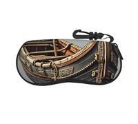 BSKGOHP Old Viking Boats Print Glasses Case Liaght Shell Eyeglass For Easy Openning With Drawstring Pouch