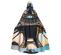 BSKGOHP Paris Eiffel Tower Picture Print Adult Wizard Hooded Cloaks Robe Cosplay Outfit Are Suitable For The Halloween Carnival