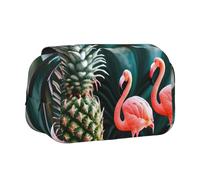 BSKGOHP Pineapple Flamingo Print Double Layer Pen Pencil Case Protective Large Capacity Storage Organizer
