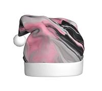 BSKGOHP Pink Abstract Ink Marble Gray Artistic Print Christmas Hat Adult Women Men Warm Festive Holiday Party Indoor Outdoor Winter