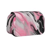BSKGOHP Pink Abstract Ink Marble Gray Artistic Print Double Layer Pen Pencil Case Protective Large Capacity Storage Organizer