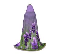 BSKGOHP Purple Lavender Colored Flowers Print Unisex Hooded Cloak For Christmas Halloween Cosplay Costumes Party Cape, Black, Medium