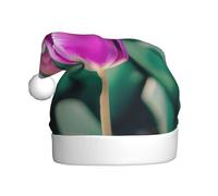 BSKGOHP Purple Tulips Print Christmas Hat Adult Women Men Warm Festive Holiday Party Indoor Outdoor Winter