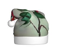 BSKGOHP Red Rose Picture Print Christmas Hat Adult Women Men Warm Festive Holiday Party Indoor Outdoor Winter