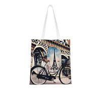 BSKGOHP Romantic Paris Eiffel Tower Bycicle Print Tote Bag For Women Bag For Beach Travel Work And Grocery Shopping