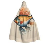 BSKGOHP Safflower Flying Fish Print Adult Wizard Hooded Cloaks Robe Cosplay Outfit Are Suitable For The Halloween Carnival