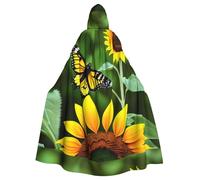 BSKGOHP Sunflower Butterfly Print Adult Wizard Hooded Cloaks Robe Cosplay Outfit Are Suitable For The Halloween Carnival