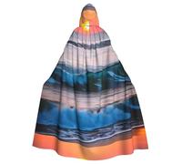 BSKGOHP Sunset And Sunrise With Ocean Sea Waves Print Adult Wizard Hooded Cloaks Robe Cosplay Outfit Are Suitable For The Halloween Carnival