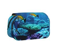 BSKGOHP Tranquil Underwater Scenery Print Double Layer Pen Pencil Case Protective Large Capacity Storage Organizer