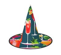 BSKGOHP Tropical Cocktail Print Adult Wizard For Halloween Hat Decoration Witch Accessories Is Use Cosplay Party Decorations, Black, 1