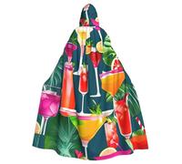 BSKGOHP Tropical Cocktail Print Adult Wizard Hooded Cloaks Robe Cosplay Outfit Are Suitable For The Halloween Carnival