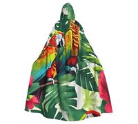 BSKGOHP Tropical Flower Leaf Parrot Print Adult Wizard Hooded Cloaks Robe Cosplay Outfit Are Suitable For The Halloween Carnival