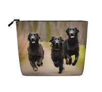 BSKGOHP Trotting Flat Coated Retrievers Paw Print Travel Makeup Pouch Purse Organizer Convenient Cosmetic Accessories