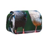 BSKGOHP Two Birds Print Double Layer Pen Pencil Case Protective Large Capacity Storage Organizer