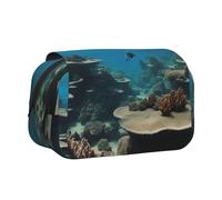 BSKGOHP Underwater Ocean View Print Double Layer Pen Pencil Case Protective Large Capacity Storage Organizer