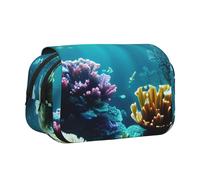 BSKGOHP Underwater Scenery Print Double Layer Pen Pencil Case Protective Large Capacity Storage Organizer