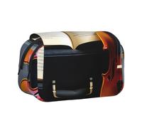 BSKGOHP Violin And Book Print Double Layer Pen Pencil Case Protective Large Capacity Storage Organizer
