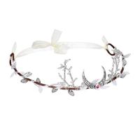 Bskifnn Handmade Fairy Crown Elf Crown Moon Forest Headpiece Elf Costume Halloween Cosplay Renaissance Accessories for Women (White)