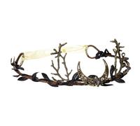 Bskifnn Handmade Fairy Crown Elf Crown Moon Forest Headpiece Elf Costume Halloween Cosplay Renaissance Accessories for Women (Black)