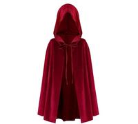Bskifnn Hooded Cloak Vampire Costume Witch Costume for Man and Women Witch Cloak for Halloween, Cosplay, Role Play 27.5Inch (Red, 35.5Inch)