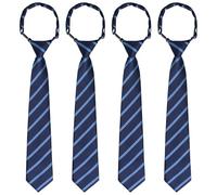 Bskifnn Kids Tie Boys Pre Tied Necktie Satin Stripe Neckties Adjustable for Age 4-7 Wedding Party Graduation Uniforms, Blue, Kid