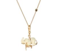 BSL juicy Gold Plated Openable White Elephant Pendant Necklace - Hand-Painted Enamel, Adjustable 26.7" Curb Chain, 3-in-1 Versatile Long Sweater Chain, Bag Charm & Keychain Lucky Jewelry Gift