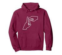 BSL Letters of the alphabet initial K British sign language Pullover Hoodie, Adult Unisex, Burgundy, Small
