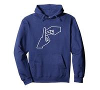 BSL Letters of the alphabet initial K British sign language Pullover Hoodie, Adult Unisex, Navy Blue, Medium