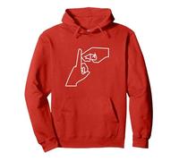 BSL Letters of the alphabet initial K British sign language Pullover Hoodie, Adult Unisex, Red, X-Large