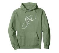 BSL Letters of the alphabet initial K British sign language Pullover Hoodie, Adult Unisex, Sage Green, XX-Large