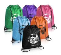 Bslenjoy Personalised Drawstring Football Bag With Name Monogram Initial Customised Drawstring Backpack PE Bag for Sports School Club Soccer Rucksack for girl boy kid