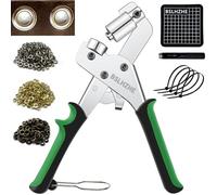 BSLHZHE 1203Pcs Grommet Tool Kit - Heavy Duty 3/8" Eyelet Press Pliers with Metal Grommets & Washers, 10mm Manual Hole Cutter - Handheld Grommet Tool for Tarps, Banners, Canvas, Leather & DIY Projects