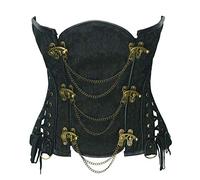 bslingerie® Gothic Steampunk Heavy Duty Waist Cincher Underbust Corset, Black, XXL