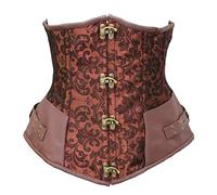bslingerie® Gothic Steampunk Heavy Duty Waist Cincher Underbust Corset, Classic Brown, XL
