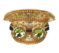 Bslingerie Halloween Steampunk Cosplay Sequin Hat Rave Party Festival Captain Headwear with Goggles (Gold)