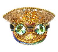 Bslingerie Halloween Steampunk Cosplay Sequin Hat Rave Party Festival Captain Headwear with Goggles (Gold - Crystals)