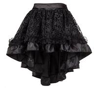 Bslingerie® Ladies Gothic Steampunk Asymmetrical Lace Short Skirt Plus Size (Black, L)