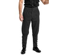 Bslingerie Men Fashion Novelty Medieval Pirate Pants Vintage Trousers (L, Black)