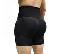 Bslingerie® Mens Padded Boxer Butt Lifter Underwear (Black High Waist, S)