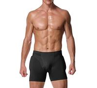 Bslingerie® Mens Padded Boxer Butt Lifter Underwear (Black, S)