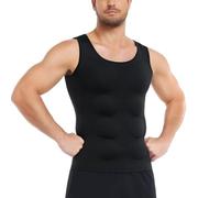 Bslingerie Men's Padded Muscle Compression Tee Shirt, Fake Abs Chest Enhancer, Body Shaper Slimming T-Shirt, Short Sleeve Vest Shapewear