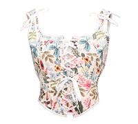 Bslingerie White Floral Corset Lace Up Crop Top Party Clubwear Lingerie