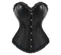 Bslingerie Women Cute Pastel Colour Corset Top Shapewear Lingerie (M, Black - Faux Leather)